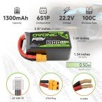 OVONIC 6S Lipo Battery 100C 1300mAh 22.2V Lipo Battery with XT60 Connector for RC FPV Racing Drone Quadcopter