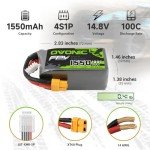 OVONIC 4s Lipo Battery 100C 1550mAh 14.8V Lipo Battery with XT60 Connector for RC FPV Racing Drone Quadcopter