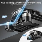 PLEGBLE Drones with Camera for Adults 4K Brushless Motor Drone for Kids Beginners, FPV Foldable RC Quadcopter with Propeller Guards, 2 Batteries, 1500mAh, 130° Lens, WiFi, Voice Control, Gesture Photography, Gift Toys for Men Boys