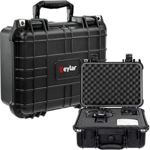 Eylar 13" Protective Hard Camera Case, IP67 Waterproof & Shockproof for Gear, Audio & Video Equipment, Drones, and Tools with Customizable Foam, TSA Approved, 13.37 Inch x 11.62 Inch x 6 Inch (Black)