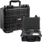Eylar 13" Protective Hard Camera Case, IP67 Waterproof & Shockproof for Gear, Audio & Video Equipment, Drones, and Tools with Customizable Foam, TSA Approved, 13.37 Inch x 11.62 Inch x 6 Inch (Black)