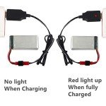 CBB 3.7V 1800mah Lipo Battery 25C JST Plug for RC Quadcopter Drone Battery 2 Pack with USB Charger