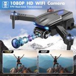 Naseto Drone with Camera 1080P for Kids Adults, Foldable HD FPV Mini Drone with 2 Batteries, One Key Take Off/Land, Altitude Hold, Headless Mode, 360°Flip, Gravity Control, Gestures Selfie, 3 Speed Mode, Waypoint Fly