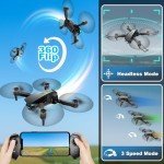 Oddire Mini Drone with Camera - 1080P HD Foldable Drone with Stable Hover, Gravity Control, Auto-Follow, Trajectory Flight, 90° Adjustable Lens, One Key Take Off/Land, 3D Flip, Drones for Adults