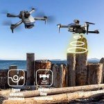 Drone with Camera 4k HD FPV Foldable Drone for Beginners, Quadcopter with Voice Gesture Control, One Key Take Off/Land, Optical Flow Positioning, 360° Flip, Waypoint Fly,2 Batteries