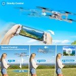 Drone with 1080P Camera - Foldable Remote Control Quadcopter with Voice Gesture Control, 3D Flip, One Key Start, Emergency Stop, 2 Batteries, Easier to use, Toy for Kids Adults Beginners, Grey