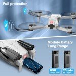 Drone with 1080P Camera - Foldable Remote Control Quadcopter with Voice Gesture Control, 3D Flip, One Key Start, Emergency Stop, 2 Batteries, Easier to use, Toy for Kids Adults Beginners, Grey