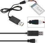 FPVERA 2PCS Drone Batteries 3.7V Lipo Battery USB Charger and 650mAh Lipo Battery with Battery Charger for SYMA X5 Serial UAV Drone Quadcopter Rechargeable Battery