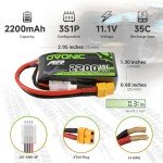 OVONIC 3s Lipo Battery 35C (Burst 70C) 2200mAh 11.1V Lipo Battery with XT60 Connector for Airplane RC Quadcopter Helicopter FPV Drone(2pcs)