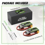 OVONIC 3s Lipo Battery 35C (Burst 70C) 2200mAh 11.1V Lipo Battery with XT60 Connector for Airplane RC Quadcopter Helicopter FPV Drone(2pcs)