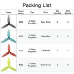 16pcs 3-Blade Props high-Speed Propellers Popo, 4inch 100mm CW CCW for Racing Frame FPV Drone 1406 2205 1806 Brushless Motors,GEMFAN 4032（Blue,Red,Black,Yellow）