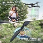 Holy Stone FPV Drone with 1080P HD Camera for Beginner Adults and Kids, HS280D Foldable RC Quadcopter with Brushless Motor, Optical Flow, Tap Fly, Voice Control, Gesture Selfie, 2 Modular Batteries