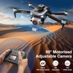 Drones with 4k Ultra-wide Camera,Real-time Vision Screen Handle,Foldable WiFi FPV Drone,RC Quadcopter with Brushless Motor,2 Batteries