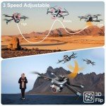 Drones with 4k Ultra-wide Camera,Real-time Vision Screen Handle,Foldable WiFi FPV Drone,RC Quadcopter with Brushless Motor,2 Batteries