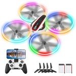 Q9C RC Drone with 720P HD FPV Camera for Kids Cool Toys Gift for Boys Girls Teenage with LED Light,Propeller Full Protect,Hobby Quadcopter with Altitude Hold,2 Batteries and Remote Control,Easy to Fly