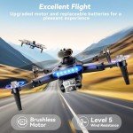 GPS Drones with 4K Camera for Adults Under 249g, P17 Drone with Brushless Motor 5G Transmission, 3 Batteries, Follow Me, Smart Return Home, Foldable FPV Drone for Long Distance