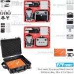 FPVtosky Dual Layer Hard Case for DJI Mini 4 Pro/Mini 3/ Mini 3 Pro Fly More Combo, Waterproof Mavic Mini 4 Pro Drone Carry Case Bag, Fits DJI RC2/ RC, RC-N2/ N1 Accessories
