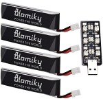 Blomiky 4 Pack 1S 3.8V 450mAh 80C Lipo Battery with PH2.0 Plug Compatible with S Free Style RC Quadopter Drone / F4 Battery 4