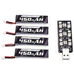 Blomiky 4 Pack 1S 3.8V 450mAh 80C Lipo Battery with PH2.0 Plug Compatible with S Free Style RC Quadopter Drone / F4 Battery 4