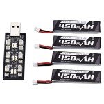 Blomiky 4 Pack 1S 3.8V 450mAh 80C Lipo Battery with PH2.0 Plug Compatible with S Free Style RC Quadopter Drone / F4 Battery 4