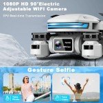 Drone with Camera for Adults, 1080P FPV Drones for Beginners with Upgrade Altitude Hold, Voice Control, Gestures Selfie, 90° Adjustable Lens, 3D Flips, 2 Batteries