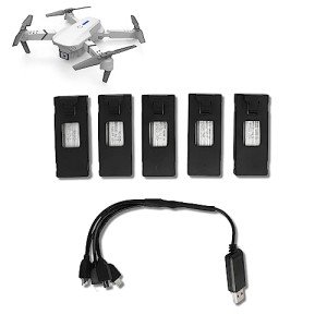 RC Drone Battery and Charging Cable Set, 3.7V 1800mAh RC Drones Lithium Battery, UAV Replacement Battery Drone Accessories for E88 E88PRO E525 PRO RC Drone