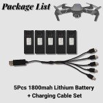 RC Drone Battery and Charging Cable Set, 3.7V 1800mAh RC Drones Lithium Battery, UAV Replacement Battery Drone Accessories for E88 E88PRO E525 PRO RC Drone