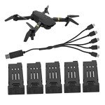 VBESTLIFE Drone Battery and Charger Cable Combo Set, 3.7V 1200mAH Lithium Battery with 5 in 1 Charger Cable Spare Parts for E58 JY019 S168 RC Quadcopter