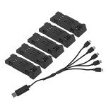 VBESTLIFE Drone Battery and Charger Cable Combo Set, 3.7V 1200mAH Lithium Battery with 5 in 1 Charger Cable Spare Parts for E58 JY019 S168 RC Quadcopter