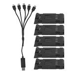 VBESTLIFE Drone Battery and Charger Cable Combo Set, 3.7V 1200mAH Lithium Battery with 5 in 1 Charger Cable Spare Parts for E58 JY019 S168 RC Quadcopter