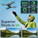 8K Camera Drones for Adults - V168 5G HD Brushless GPS Drone with Camera, 3 Batteries, Auto Return, Follow Me Mode, Obstacle Avoidance - Drones for Adults 14+ 1640ft Range FPV
