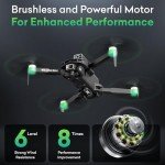 8K Camera Drones for Adults - V168 5G HD Brushless GPS Drone with Camera, 3 Batteries, Auto Return, Follow Me Mode, Obstacle Avoidance - Drones for Adults 14+ 1640ft Range FPV