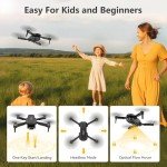 Drone with Camera, 1080P HD FPV Drones with Camera, Foldable RC Quadcopter Helicopter Toys for Boys Girls, Altitude Hold, Headless Mode, One Key Start, 3 Batteries, Black