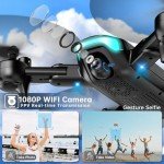 REDRIE Drone with 1080P Camera for Beginners, Foldable, Altitude Hold, Gestures Selfie, Waypoint Fly, Headless Mode, 3D Flip, One Key Start, 3 Speed Modes, Circle Fly, 2 Batteries