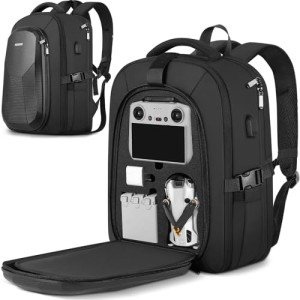 PEKREWS Mini 4 Pro Case, Waterproof Hard Carrying Case, Large Drone Bag Fits 15.6 Inch Laptop, Travel Backpack Compatible with DJI Mini 4 Pro, RC 2/ RC-N2 Controller, Fly More Combo and Accessories