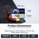 Zeee 4S Lipo Battery 1500mAh 14.8V 120C Graphene Battery with XT60 Plug for FPV Drone Quadcopter Helicopter Airplane RC Boat RC Car RC Models(2 Pack)