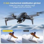 DEERC D65 2 Axis Mechanical Gimbal EIS GPS Drones with Camera for Adults 4K, 249g Foldable FPV Quadcopter Lightweight Drone with 30FPS Video, Brushless Motor, Follow Me, Auto Return, Wind Resistance