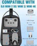 PEKREWS Mini 4K Case, Portable Mini 2 SE Backpack Compatible with DJI RC N1 Controller, Travel Drone Bag for Charging Hub and 3 Batteries, Waterproof RC N1 Carrying Case for DJI Drone Accessories