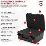 Hard Case with IP67 Waterproof Shockproof Tool Box for Microphone, Drones, Camera, Equipments, Portable Storage Case, 12.2 x 9.8 x 5.5 Inch
