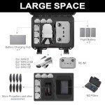 Drone Case for DJI Mini 4K: Waterproof Hard Travel Cases with Custom Foam for DJI Mini 2 /2 SE Fly Combo, Large Carrying Box for Drone, Batteries, Charger, Cable, Propeller & Accessories (Case Only)