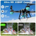Drone with 1080P Camera for Beginners, Remote Control Quadcopter with Gestures Selfie, Altitude Hold, One Key Start, 3D Flips, 2 Batteries, Toy for Beginners, Black