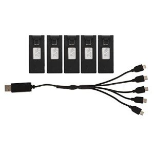 VBESTLIFE 5Pcs Drone Lithium Battery, 3.7V 1800mah Remote Control Aircraft Model Batteries with Charging Cables