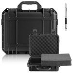 Relaxweex 14.3 x 11.4 x 4.5 Inch Waterproof Hard Case with DIY Customizable Foam Insert Portable Protective Case with Knife for Camera Drones Equipments Tools Test Instruments (Black)