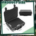 Relaxweex 14.3 x 11.4 x 4.5 Inch Waterproof Hard Case with DIY Customizable Foam Insert Portable Protective Case with Knife for Camera Drones Equipments Tools Test Instruments (Black)