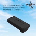 VBILUM 3.7V 1800mAh Rechargable Battery for E88 E88PRO E525 P5 PRO P15 P15PRO LS-S1S V88 Drone Replacement Batteries Quadcopter with USB Charging Cable (Black)