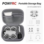 PONYRC Carrying Case for DJI NEO, Portable PU Leather Travel Storage Bag for DJI NEO Drone and Accessories, Grey