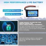 AMZZN 2PCS 3.7V 350mAh 1S Lipo Battery with Molex Plug and USB for Syma X11C WLToys V911S RC Drone,XK A150 BF-109 FX651 FX621 Z60 Jet F-16 F-22 F-35 Glider (2PCS Battery+2USB)