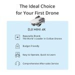 DJI Mini 4K Camera Drone Combo, Drone with 4K UHD Camera for Adults, Under 249 g, 3-Axis Gimbal Stabilization, 10km Video Transmission, Auto Return, 2 Batteries for 62-Min Max Flight Time, QuickShots