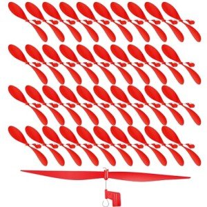 Libima 40 Pcs Plastic Propeller for STEM Activities Fold Resistant Propeller Blades with Rubber Band Hooks for Airplanes and Helicopters from Research Institution, 7.1 Inches(Red)