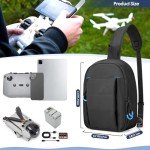 PGmoon Carrying Case Compatible with DJI Mini 3 / Mini 4 Pro, Sling Travel Drone Carrying Case with Multi-Pockets for RC Controller, Charging Hub and More Accessories (Patent Design)